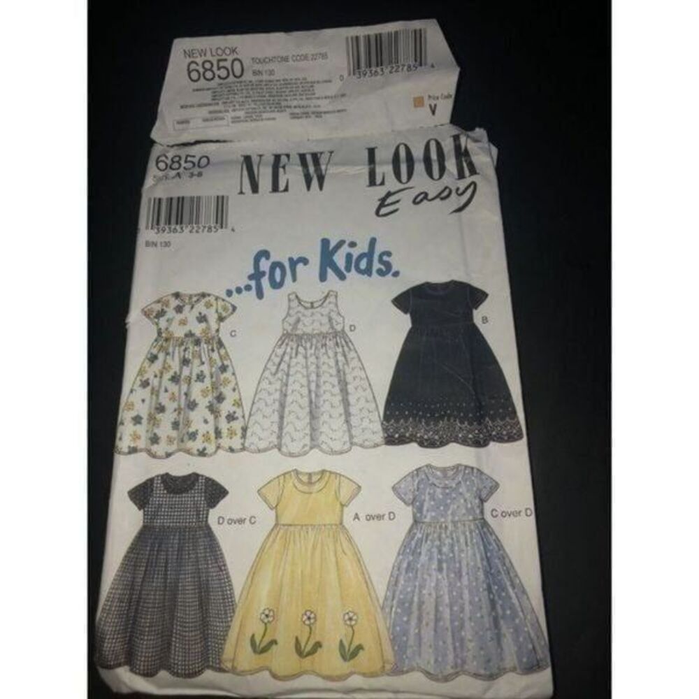 NEW LOOK 6850 - GIRLS CUTE & EASY DAY or EVENING DRESS PATTERN  3-8 Uncut FF